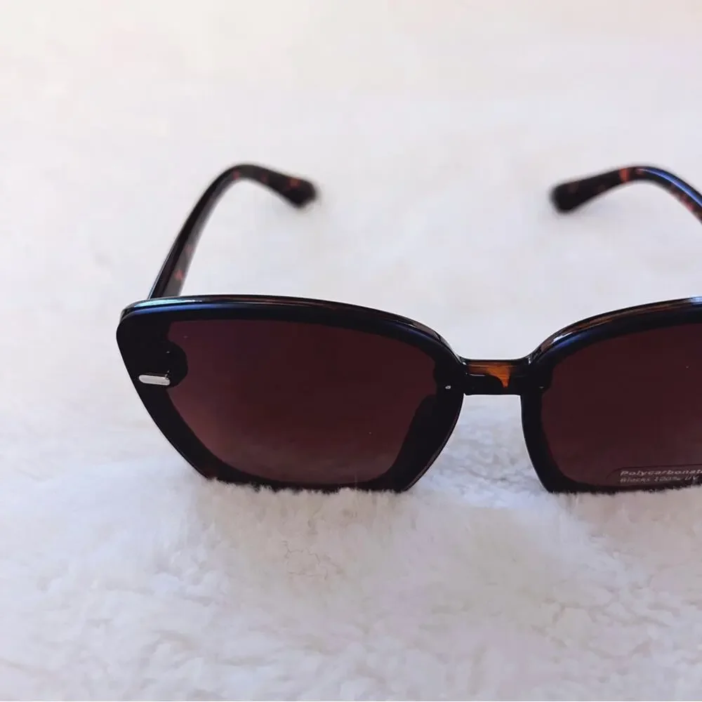 Giselle Black & Brown Oversized Cat Eye Sunglasses